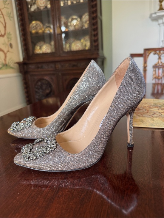 Manolo Blahnik Shoes - Manolo Blahnik Hangisi Silver Embellished Women's Pumps 37